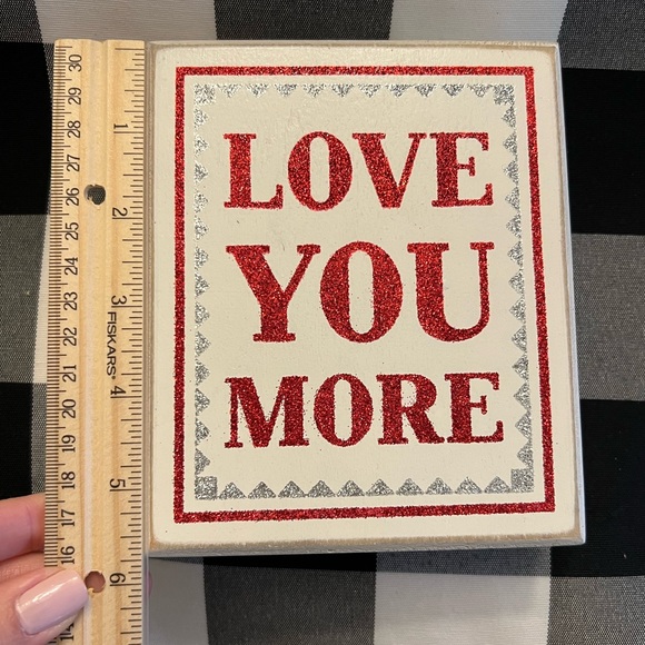 Love You More Rustic Farmhouse Style Wood Valentines Day Sign tiered tray ready - Picture 8 of 9